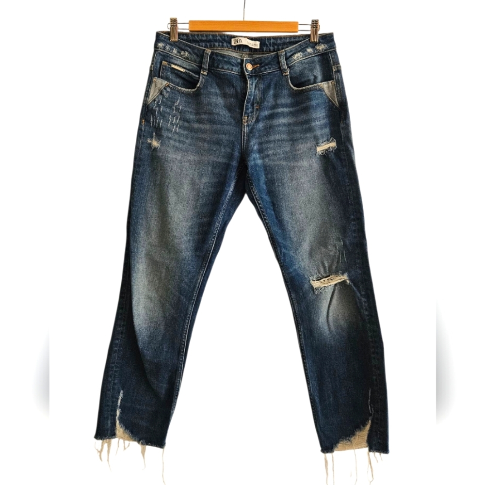 Zara 38 6 28 Distressed Jeans Sz 28 Raw Hem Super Soft Denim